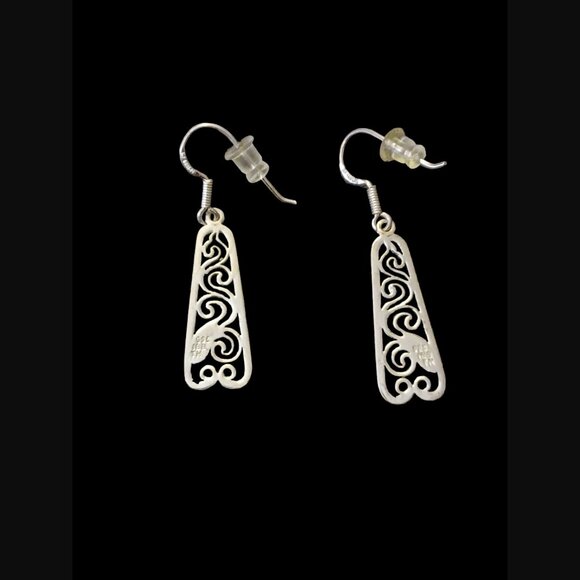 Int. Bullion & Metal Brokers 925 Sterling Swirl Cut Out Pattern 1.75" Earrings - Picture 4 of 7